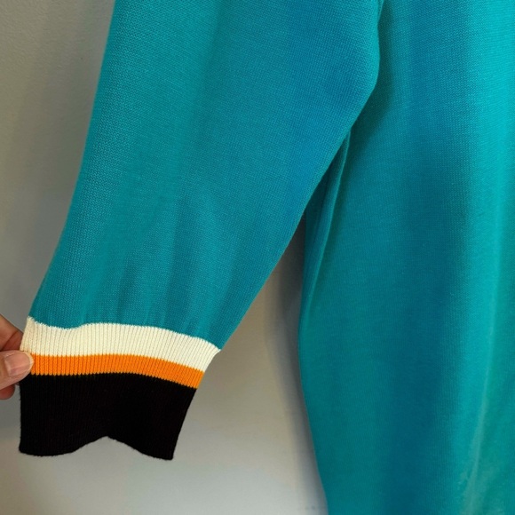 NWT Bob Mackie Wearable Art Retro Women’s Colorblock Tunic Sweater Size L - Picture 6 of 8